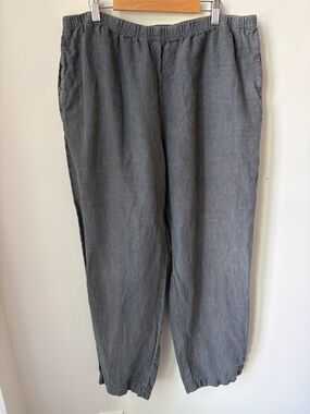 Cut Loose 100% Linen Pull On Pants Grey Elastic Waist Coastal Grandma Size XL
